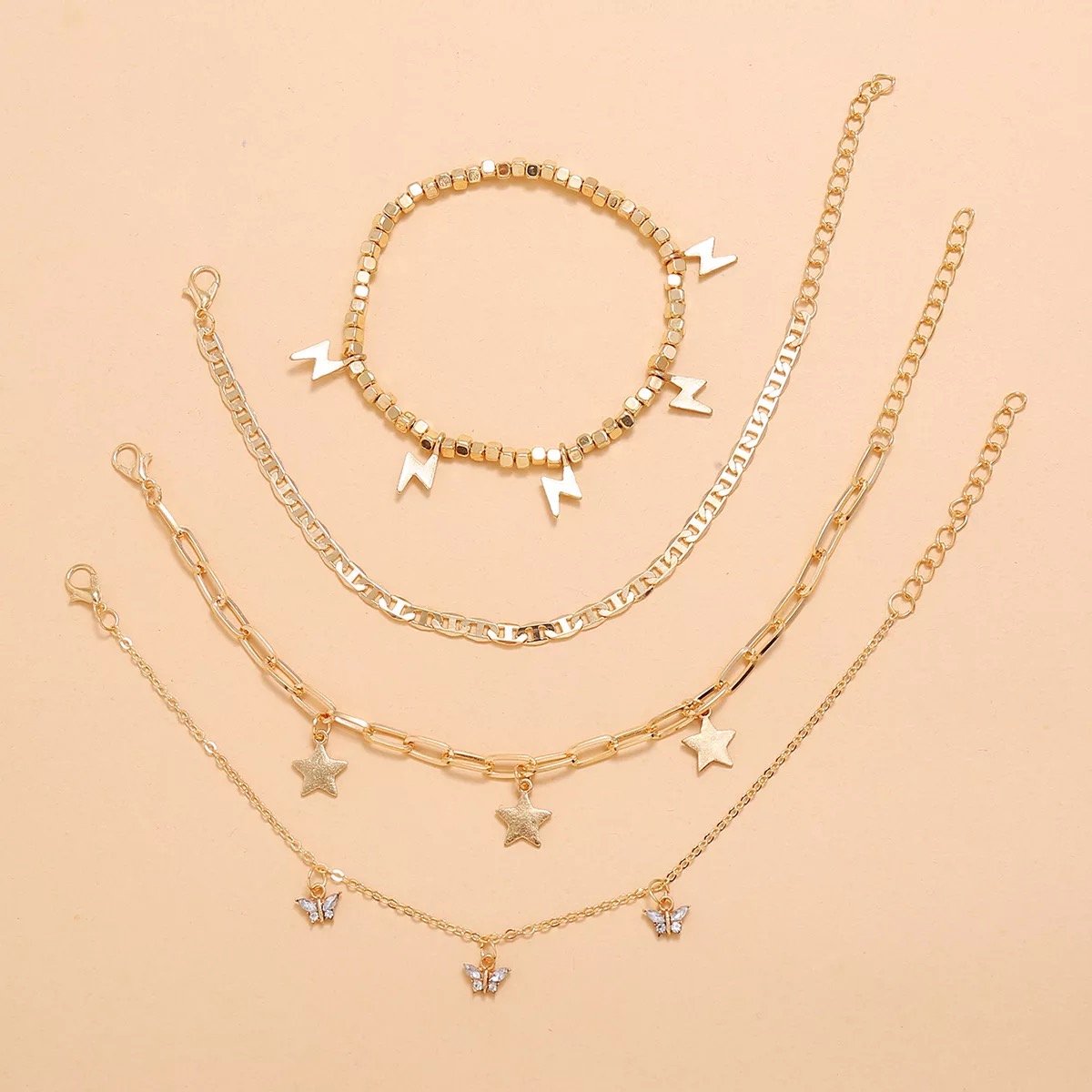 Trendy Player Anklet Set-Jewelry & Accessories - Jewelry Sets & More - Anklets-Reef Love