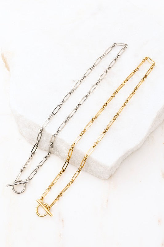 18K Stainless Toggle Chain Necklace, Tarnish Resistant-Reef Love