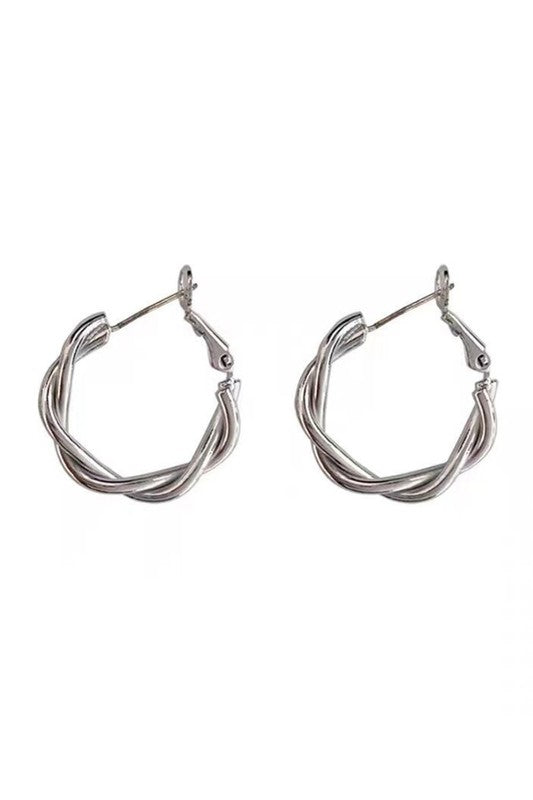 18K Stainless Twisted Hoop Earrings, Tarnish Resistant