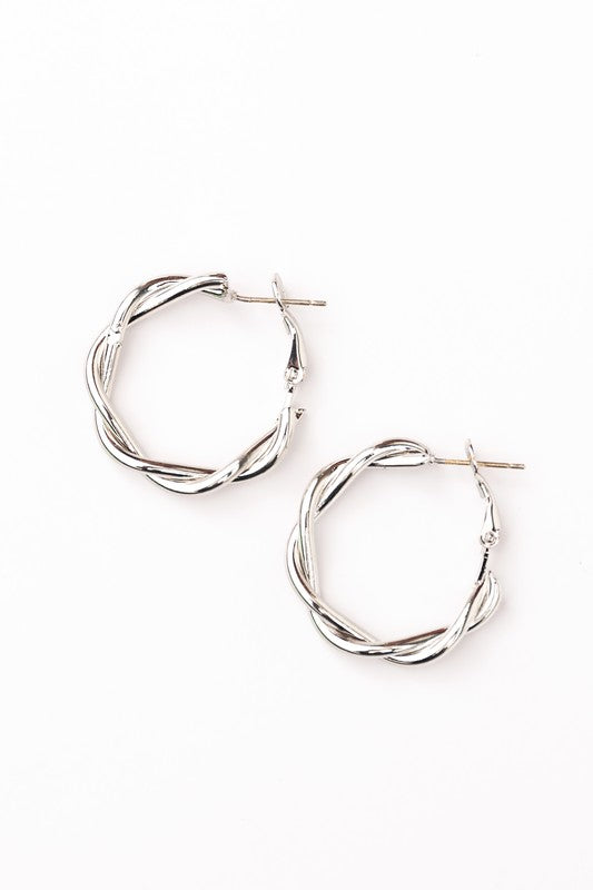 18K Stainless Twisted Hoop Earrings, Tarnish Resistant