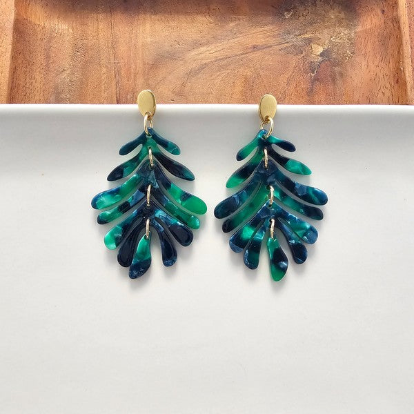Petite Palm Drop Earrings - Dark Green handmade, sold by Reef Love