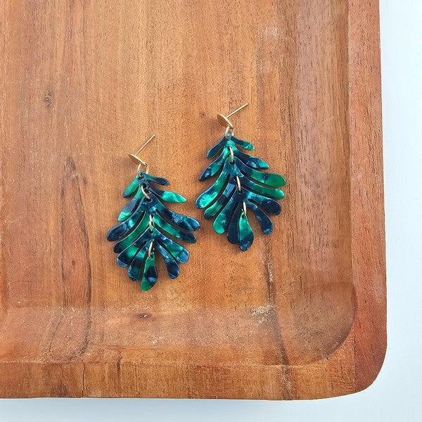 Petite Palm Drop Earrings - Dark Green handmade, sold by Reef Love