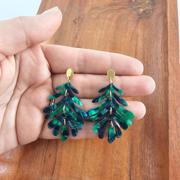 Petite Palm Drop Earrings - Dark Green handmade, sold by Reef Love