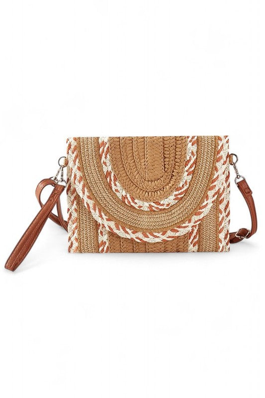 Mix Pattern Straw Summer Crossbody Swing Clutch-Crossbody Purse-Reef Love