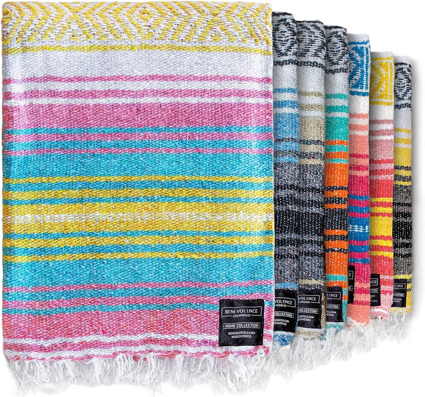 Authentic Handwoven Mexican Blanket | Yoga Blankets, Outdoor, Picnic, Beach, Camping | Equestrian Saddle | Serape 50X70 Inches - Azure, Pack of 1