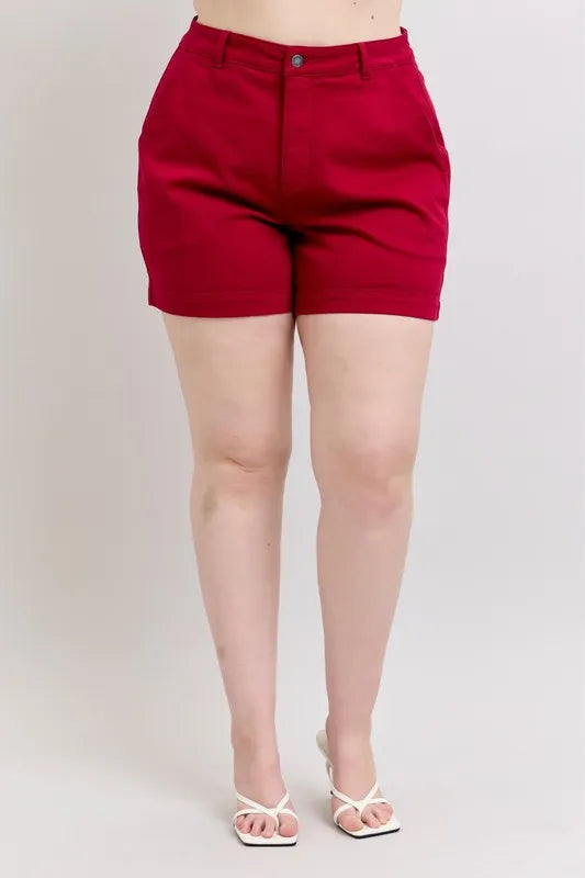 Judy Blue High Waist Garment Dyed Heart Shaped Denim Shorts-Jean Shorts-Reef Love