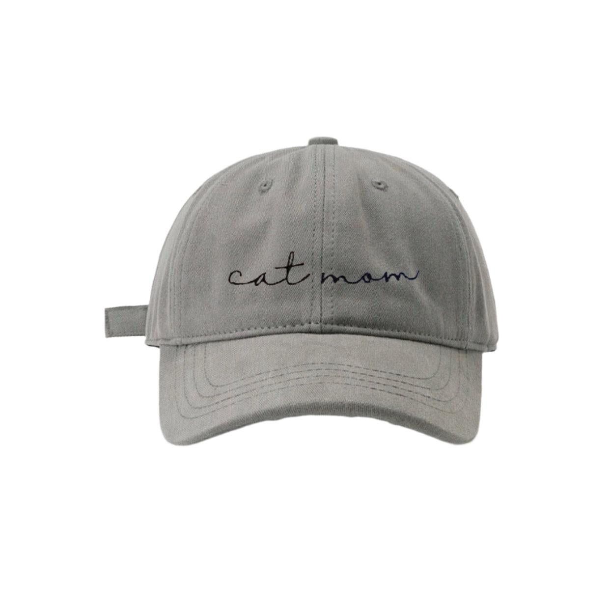 Cat Mom Hat - Grey-Baseball Cap Embroidered-Reef Love