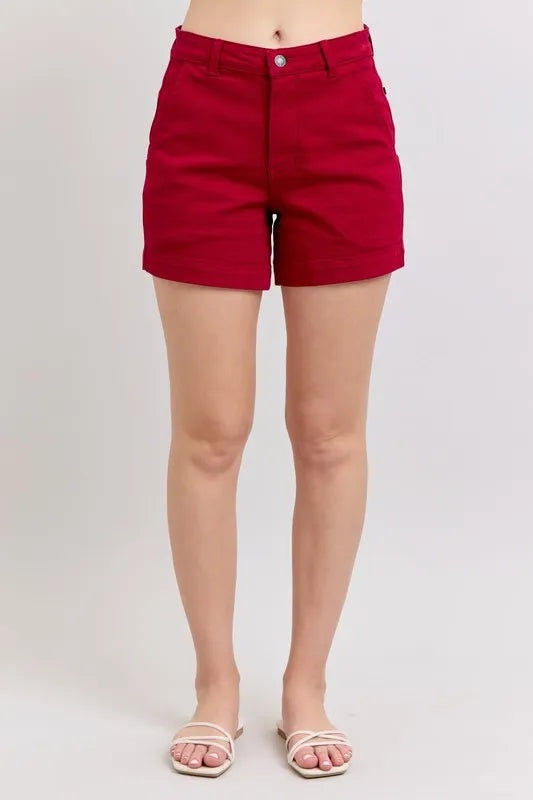 Judy Blue High Waist Garment Dyed Heart Shaped Denim Shorts-Jean Shorts-Reef Love