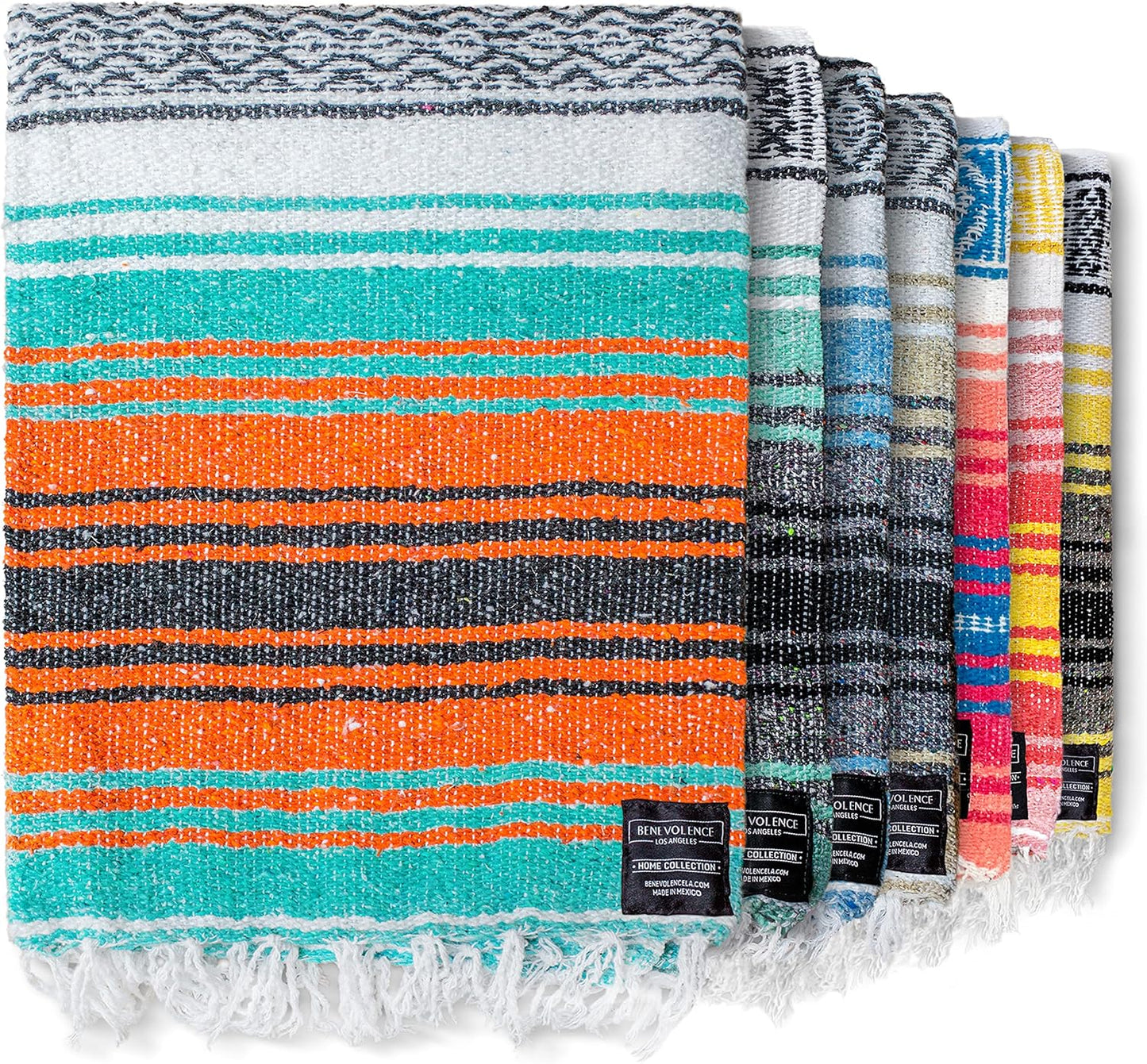 Authentic Handwoven Mexican Blanket | Yoga Blankets, Outdoor, Picnic, Beach, Camping | Equestrian Saddle | Serape 50X70 Inches - Azure, Pack of 1