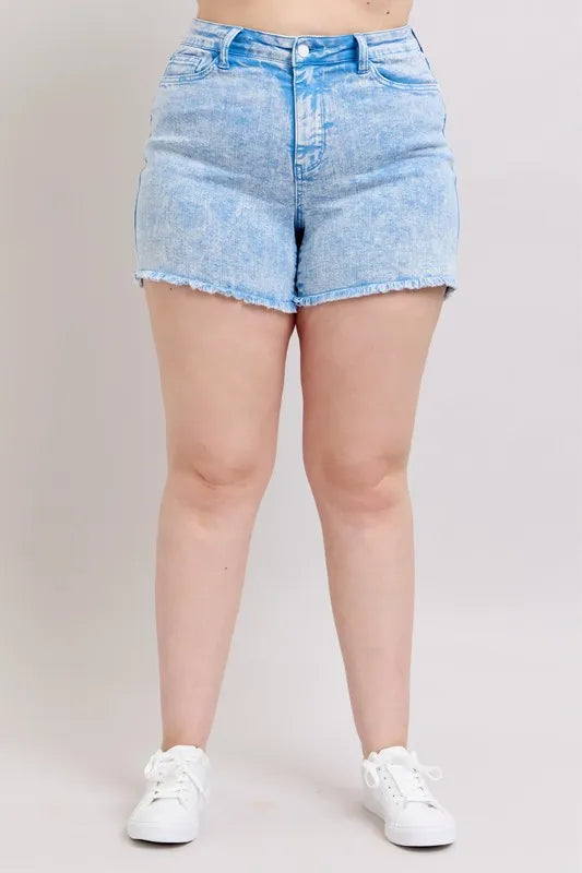 Judy Blue Mid Rise Garment Dyed Denim Shorts-Jean Shorts-Reef Love