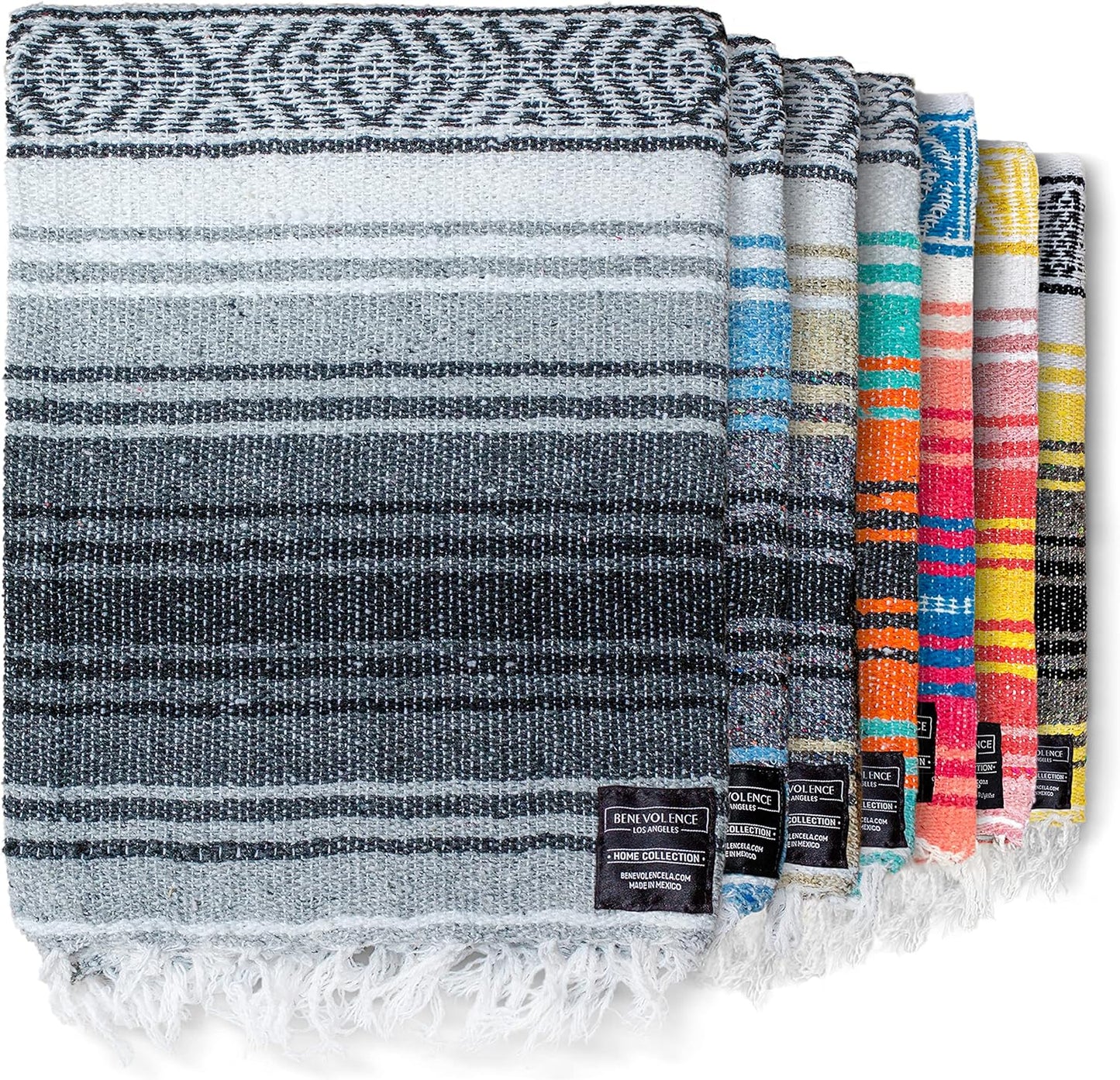 Authentic Handwoven Mexican Blanket | Yoga Blankets, Outdoor, Picnic, Beach, Camping | Equestrian Saddle | Serape 50X70 Inches - Azure, Pack of 1