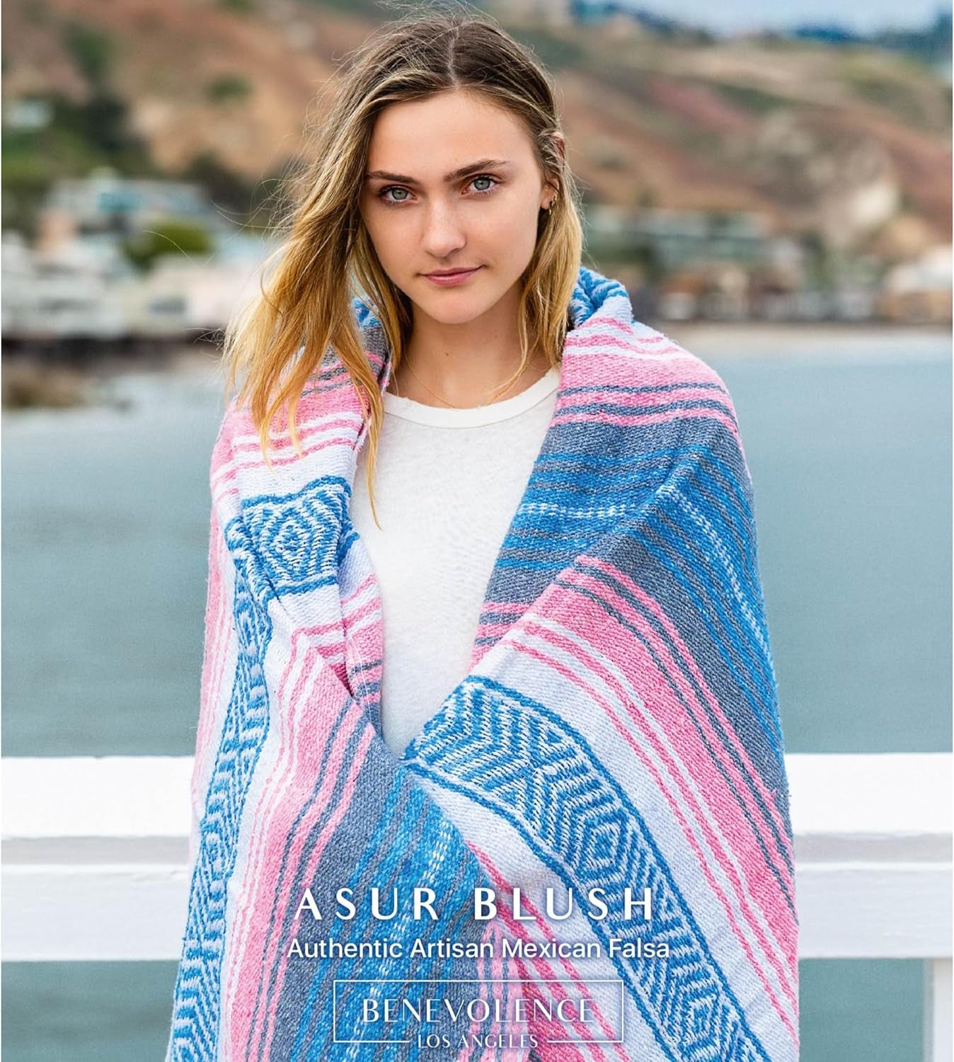 Authentic Handwoven Mexican Blanket | Yoga Blankets, Outdoor, Picnic, Beach, Camping | Equestrian Saddle | Serape 50X70 Inches - Azure, Pack of 1