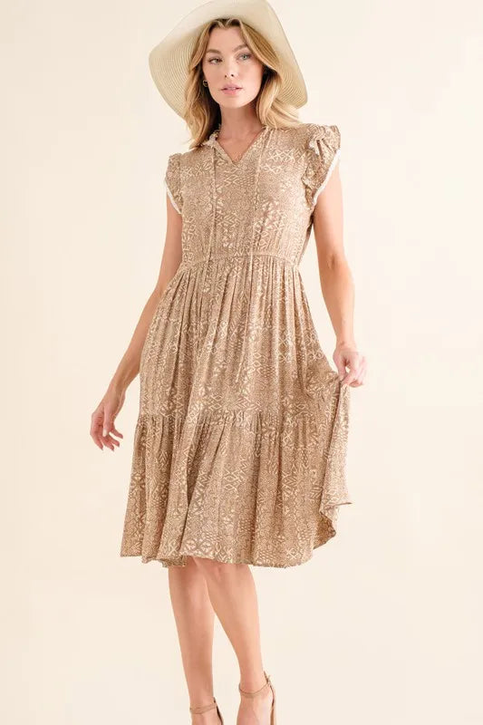 Boho Printed Tiered Maxi Dress-Dress-Reef Love