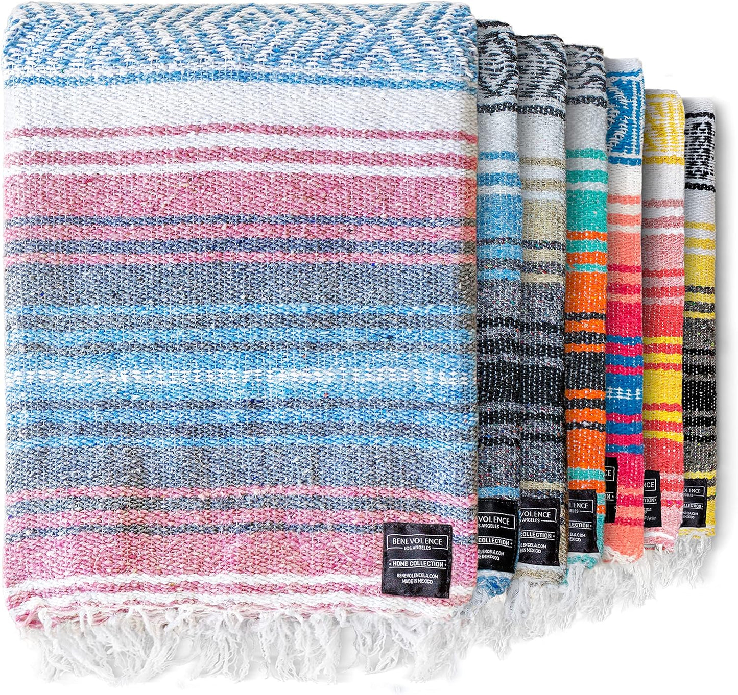 Authentic Handwoven Mexican Blanket | Yoga Blankets, Outdoor, Picnic, Beach, Camping | Equestrian Saddle | Serape 50X70 Inches - Azure, Pack of 1