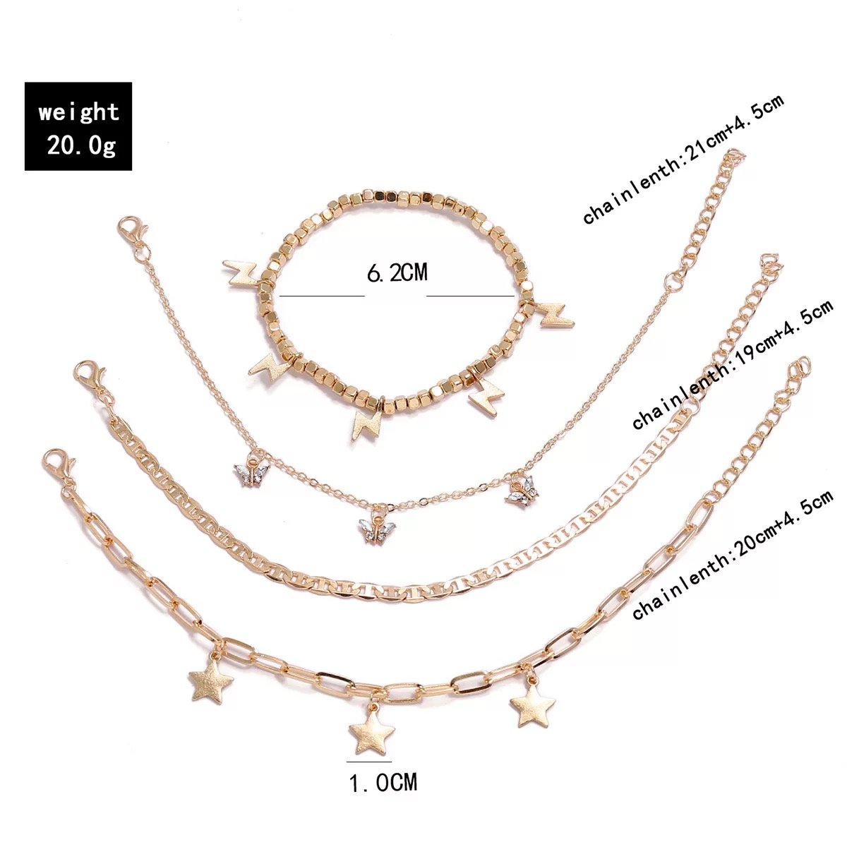 Trendy Player Anklet Set-Jewelry & Accessories - Jewelry Sets & More - Anklets-Reef Love