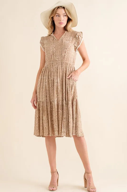 Boho Printed Tiered Maxi Dress-Dress-Reef Love