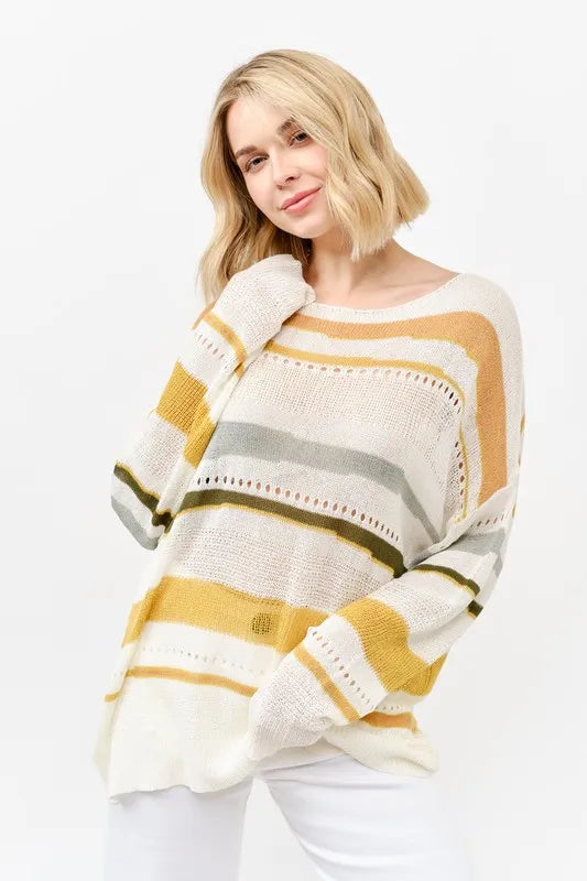 Abstract Striped Light Weight Oversized Sweater