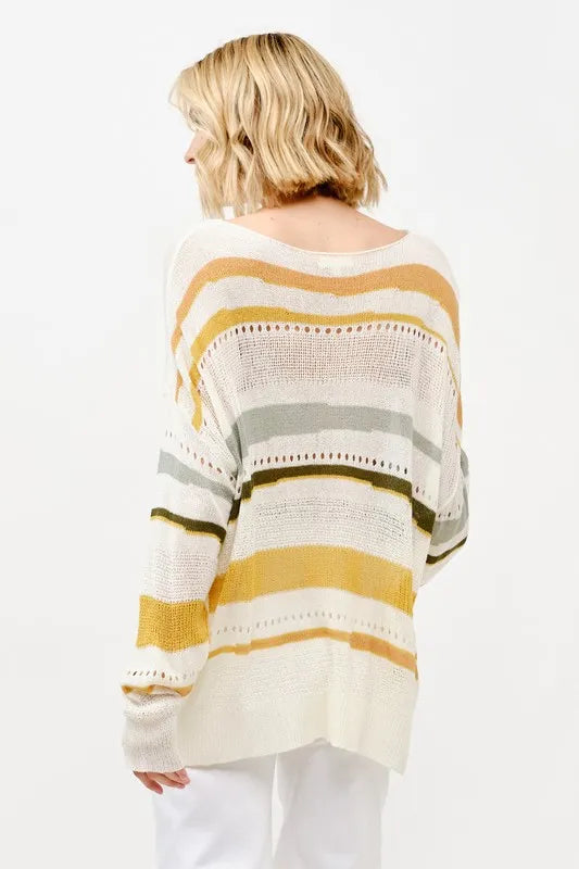 Abstract Striped Light Weight Oversized Sweater