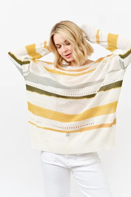 Abstract Striped Light Weight Oversized Sweater