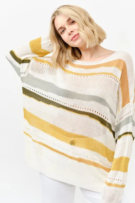 Abstract Striped Light Weight Oversized Sweater
