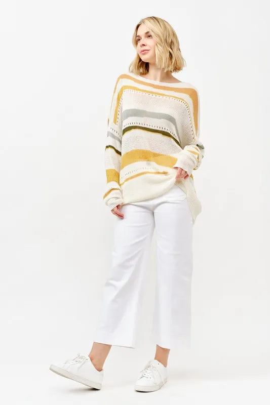 Abstract Striped Light Weight Oversized Sweater