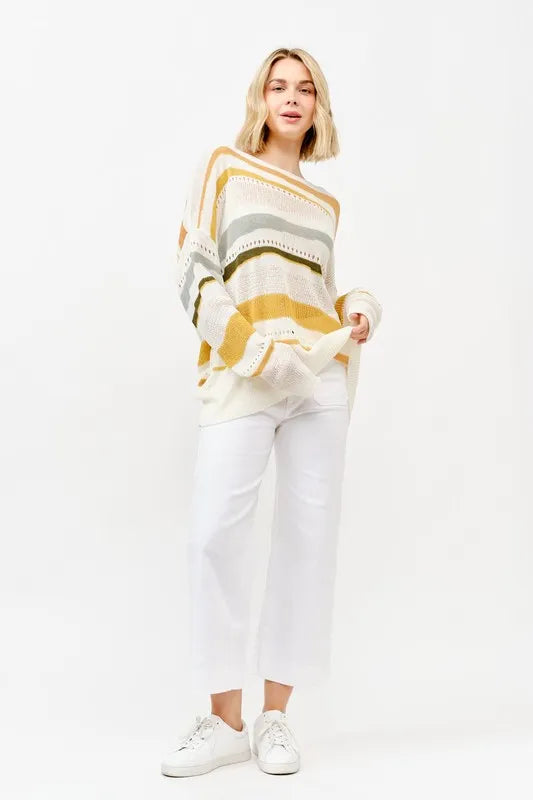 Abstract Striped Light Weight Oversized Sweater