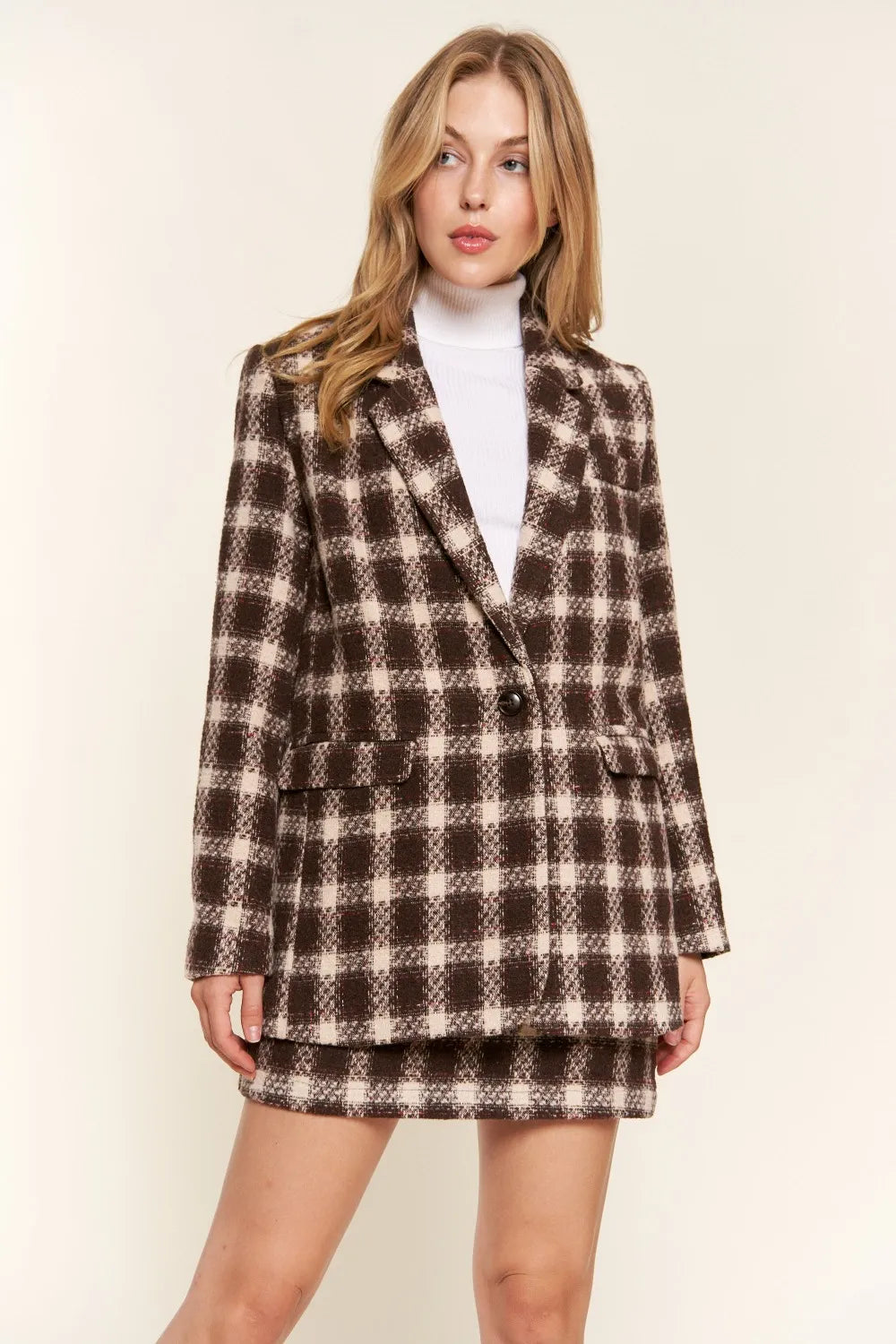 Brushed Plaid Mini Skirt-skirt-Reef Love