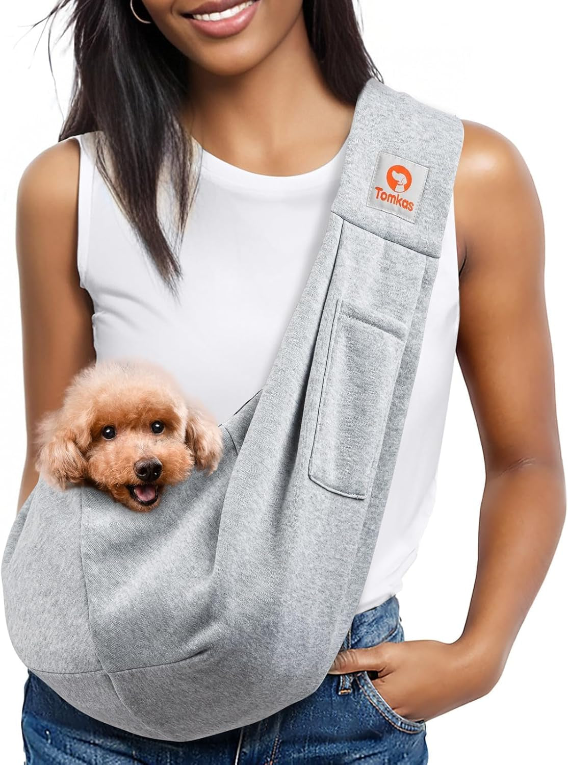 Dog Sling Carrier for Small Dogs Puppy Carrier for Small Dogs (Rose Red, Adjustable Strap for 3-10 Lbs & Zipper Pocket)