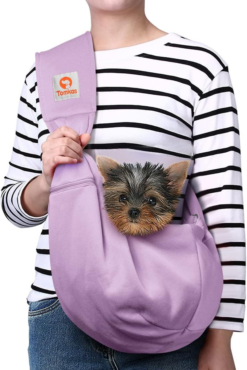 Dog Sling Carrier for Small Dogs Puppy Carrier for Small Dogs (Rose Red, Adjustable Strap for 3-10 Lbs & Zipper Pocket)