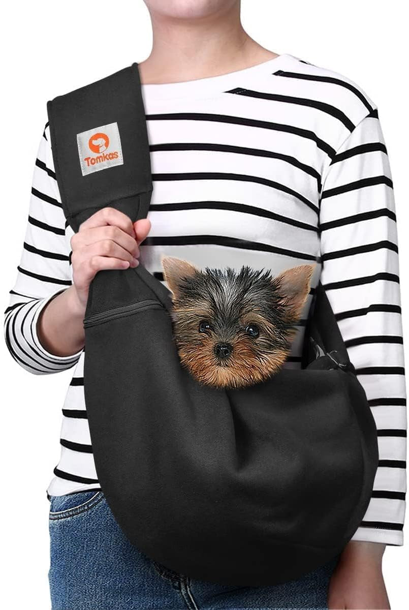 Dog Sling Carrier for Small Dogs Puppy Carrier for Small Dogs (Rose Red, Adjustable Strap for 3-10 Lbs & Zipper Pocket)