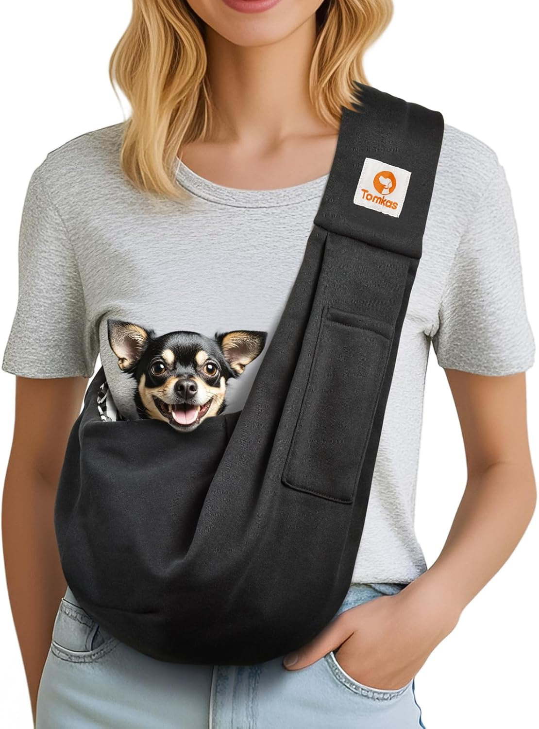 Dog Sling Carrier for Small Dogs Puppy Carrier for Small Dogs (Rose Red, Adjustable Strap for 3-10 Lbs & Zipper Pocket)