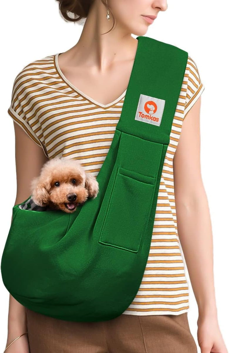 Dog Sling Carrier for Small Dogs Puppy Carrier for Small Dogs (Rose Red, Adjustable Strap for 3-10 Lbs & Zipper Pocket)