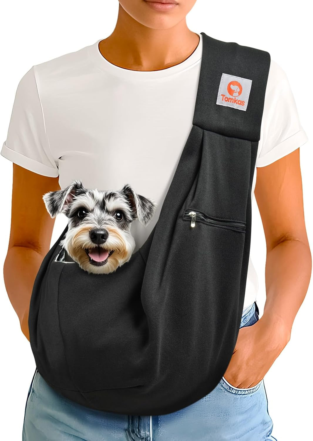 Dog Sling Carrier for Small Dogs Puppy Carrier for Small Dogs (Rose Red, Adjustable Strap for 3-10 Lbs & Zipper Pocket)