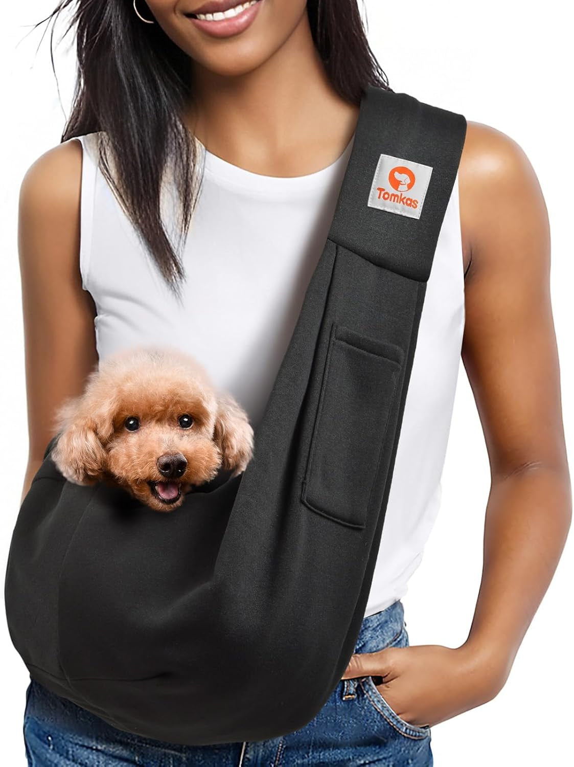 Dog Sling Carrier for Small Dogs Puppy Carrier for Small Dogs (Rose Red, Adjustable Strap for 3-10 Lbs & Zipper Pocket)