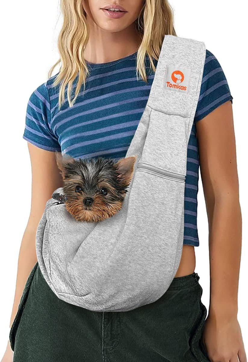 Dog Sling Carrier for Small Dogs Puppy Carrier for Small Dogs (Rose Red, Adjustable Strap for 3-10 Lbs & Zipper Pocket)