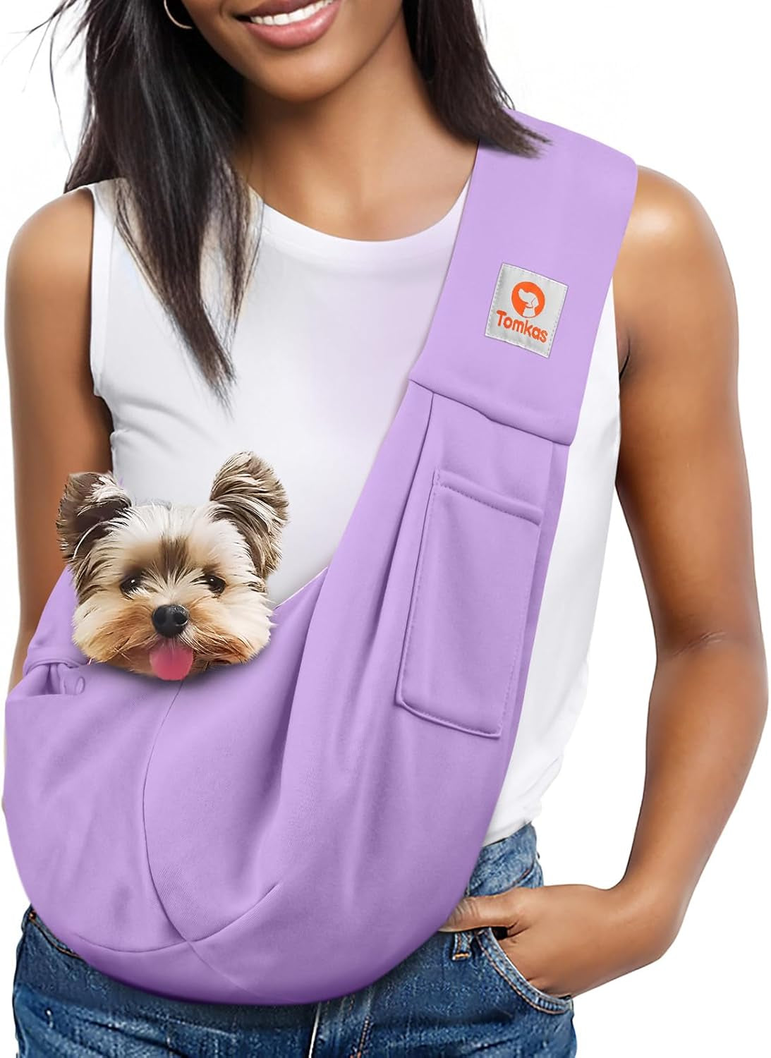 Dog Sling Carrier for Small Dogs Puppy Carrier for Small Dogs (Rose Red, Adjustable Strap for 3-10 Lbs & Zipper Pocket)