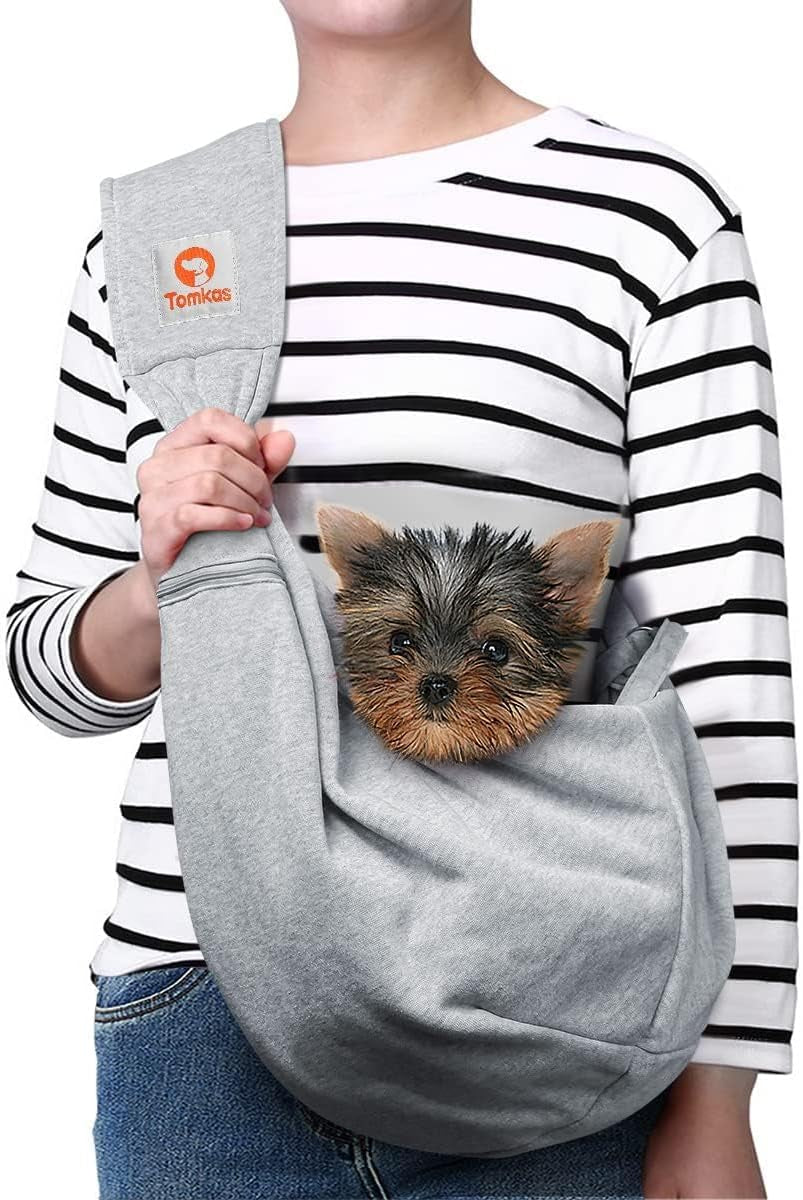 Dog Sling Carrier for Small Dogs Puppy Carrier for Small Dogs (Rose Red, Adjustable Strap for 3-10 Lbs & Zipper Pocket)