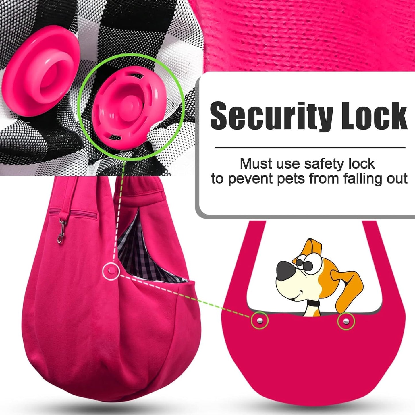 Dog Sling Carrier for Small Dogs Puppy Carrier for Small Dogs (Rose Red, Adjustable Strap for 3-10 Lbs & Zipper Pocket)