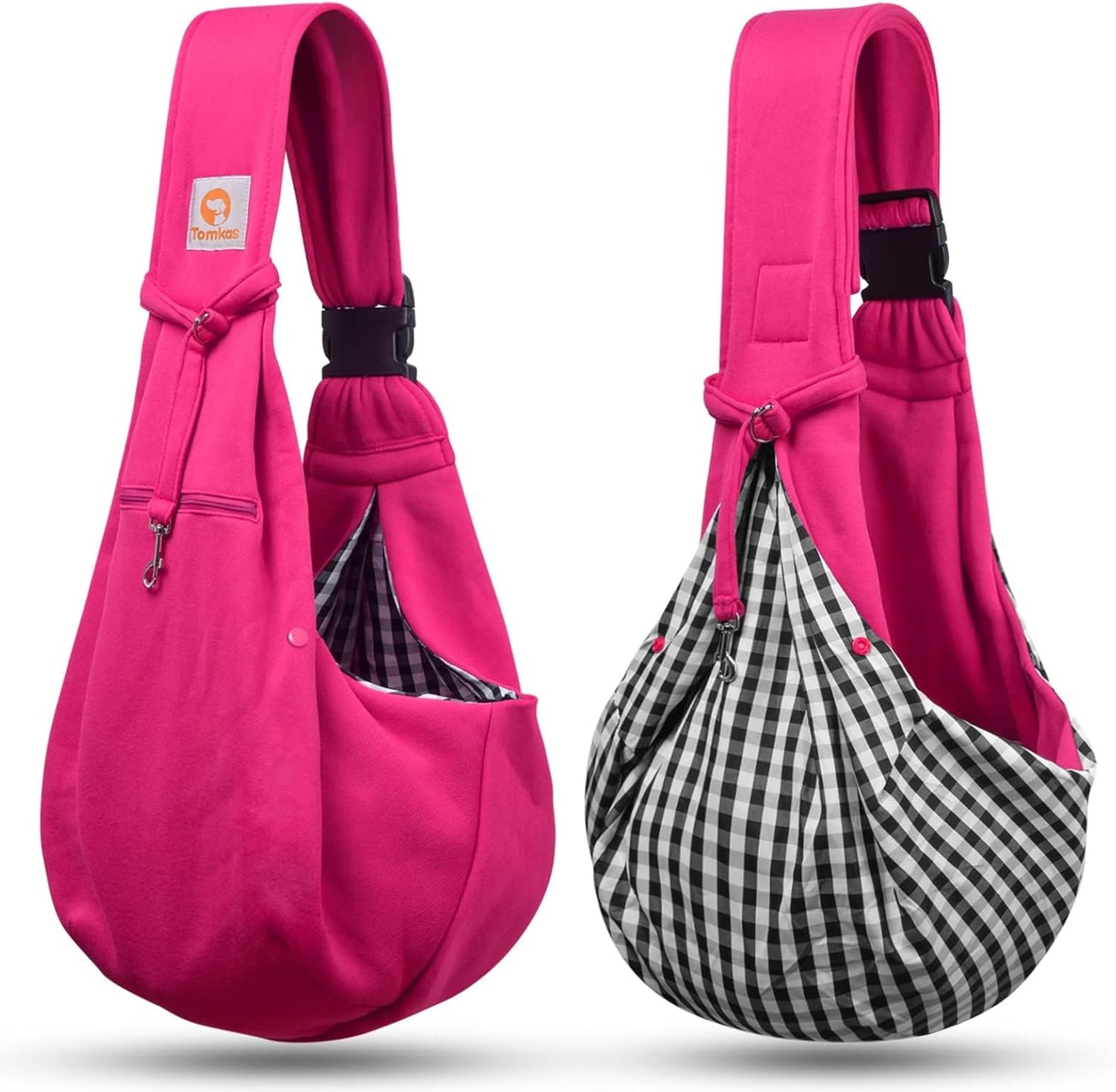 Dog Sling Carrier for Small Dogs Puppy Carrier for Small Dogs (Rose Red, Adjustable Strap for 3-10 Lbs & Zipper Pocket)