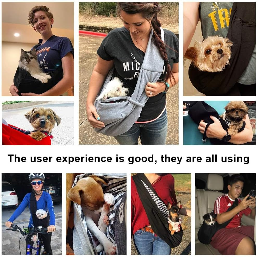 Dog Sling Carrier for Small Dogs Puppy Carrier for Small Dogs (Rose Red, Adjustable Strap for 3-10 Lbs & Zipper Pocket)