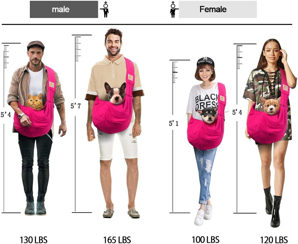 Dog Sling Carrier for Small Dogs Puppy Carrier for Small Dogs (Rose Red, Adjustable Strap for 3-10 Lbs & Zipper Pocket)
