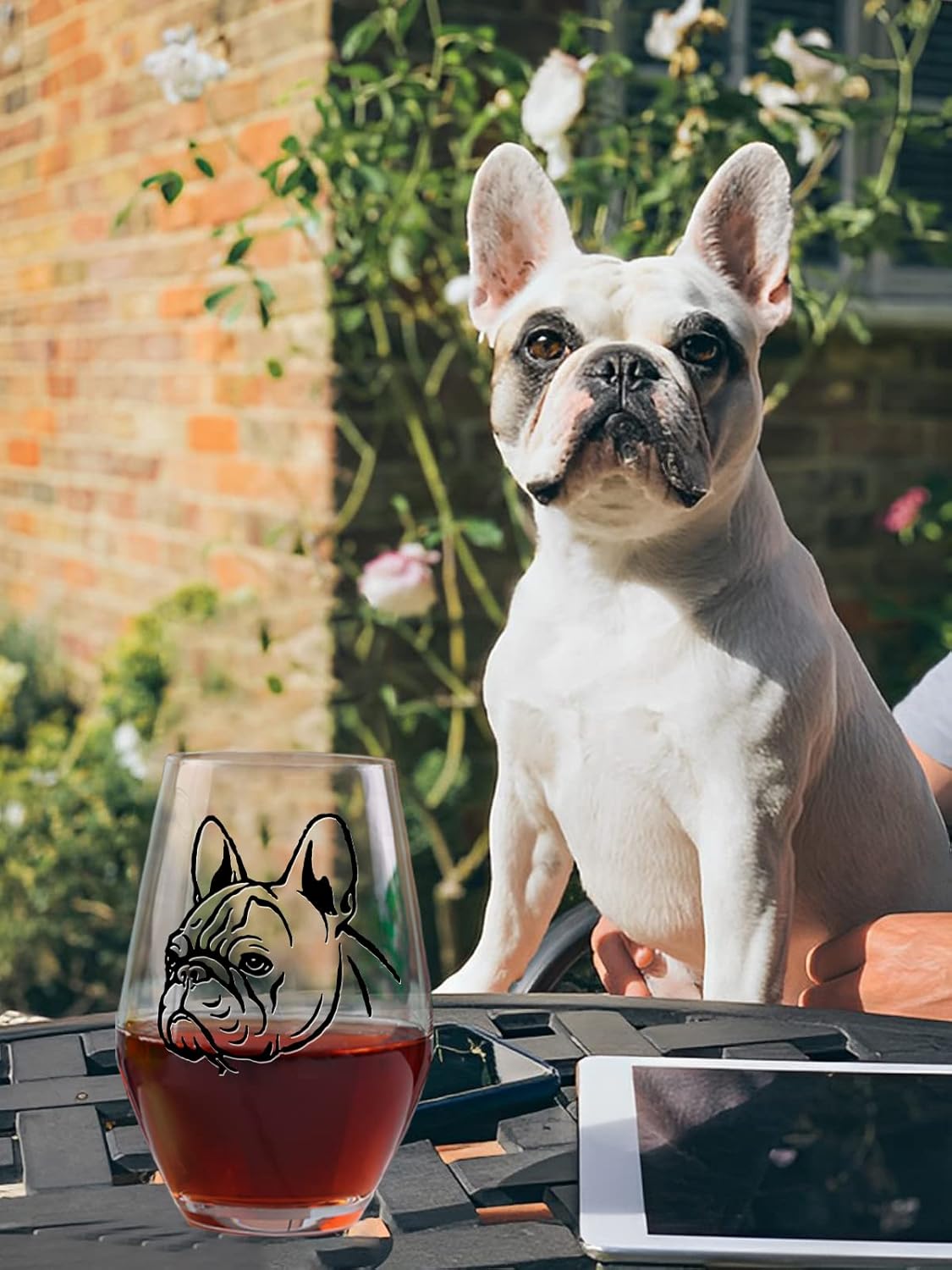 French Bulldog Wine Glasses Set 2 - Funny&Cool Bulldog Puppy Dog Gifts for Bulldog Lovers, Owners, Couples, Him, Her, Father, Mother with Bulldog Onbirthday, Anniversary 18.5Oz