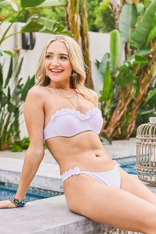 Frill Trim Bandeau Bikini Swim Set-Classic Bikini-Reef Love