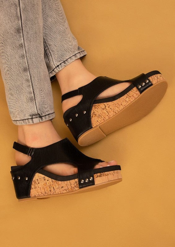 HANNAH Thick Sole Wedge Slingback Sandals