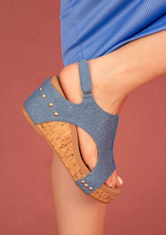 HANNAH Thick Sole Wedge Slingback Sandals