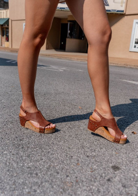 HANNAH Thick Sole Wedge Slingback Sandals