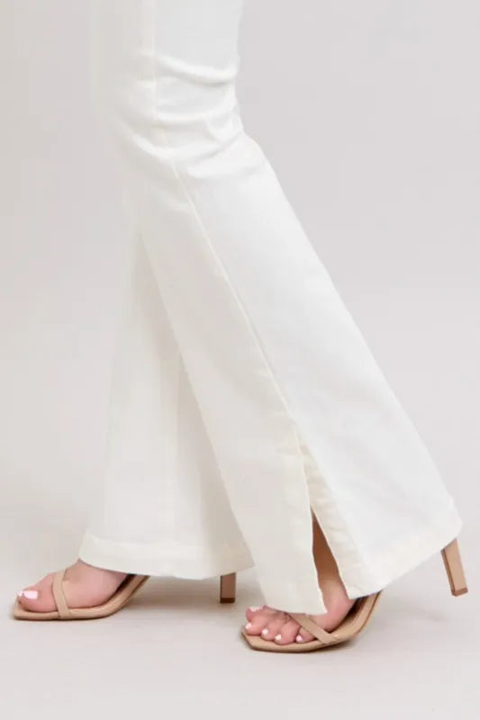 Judy Blue High Waist Side Slit Slim Bootcut White Jeans