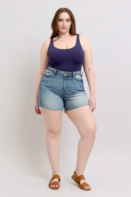 Judy Blue High Waist Star Seam Detail Denim Shorts