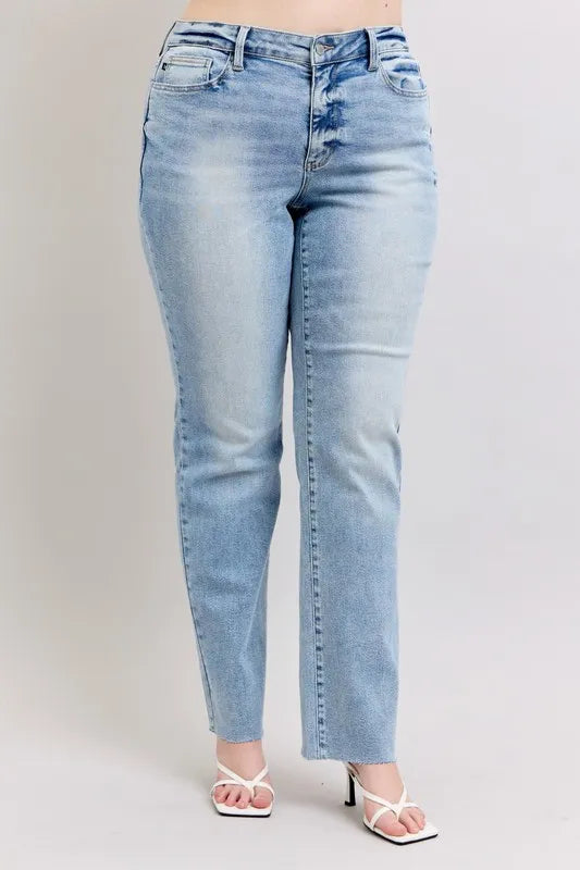 Judy Blue Mid Rise Light Wash Dad Jeans