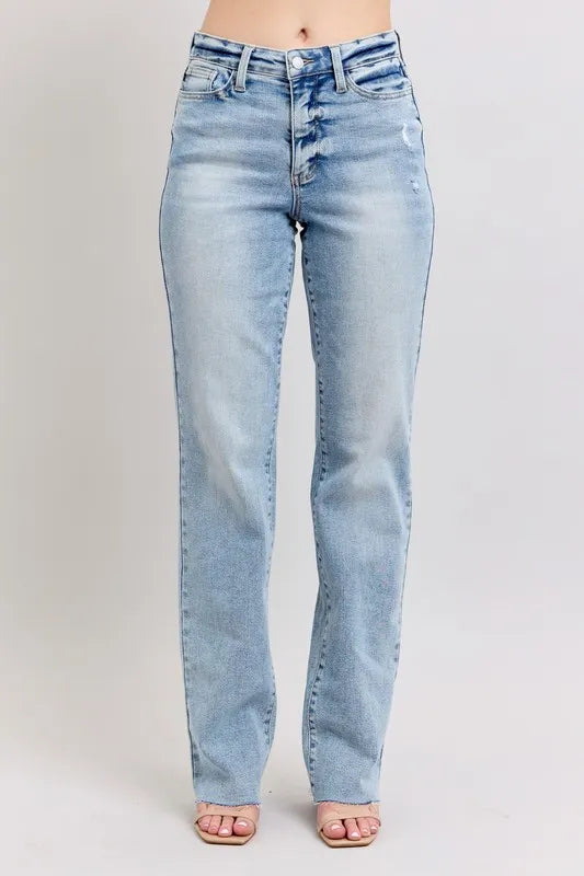 Judy Blue Mid Rise Light Wash Dad Jeans